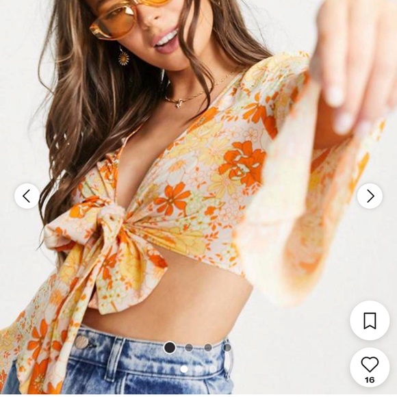 ASOS Tops - ASOS Floral Wide Sleeves Crop Trop Size 8 Medium